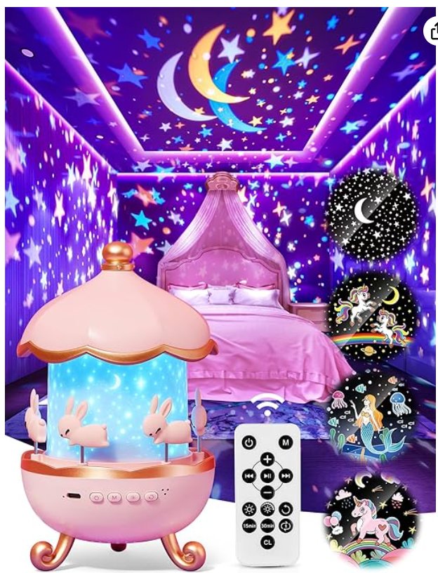 Example product photo of a unicorn-themed star projector